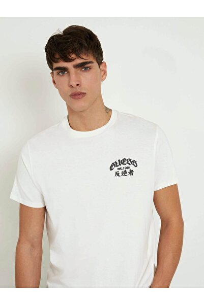 Guess Crew Neck Plain White Men's T-Shirt M4Ri65K9Rm1F0B6_Ss Bsc Eagle Tribal