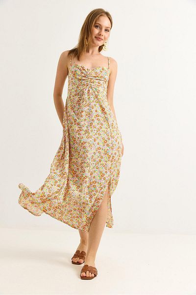 Raneel Kazançlı Alışveriş Half Slit Long Dress with Rope Strap Mixed