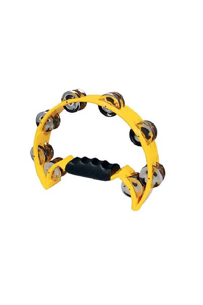 Hayman HTA40YE Crescent tambourine, yellow plastic, 8 pairs of steel bells in 2 rows