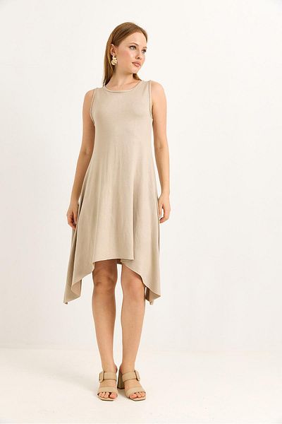 Raneel Kazançlı Alışveriş Soft Textured Midi Knitted Mink Dress with Skirt Piece