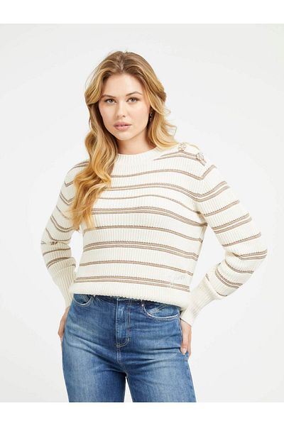 Guess Striped Cotton Regular Fit Pullover SWEATER W3YR27 Z37L1 S02V