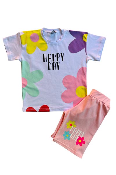 YUMİYUMM Girl's Daisy Patterned Shorts Set