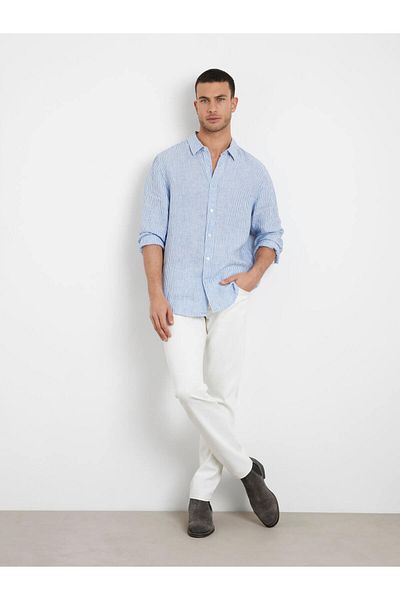 Guess Cămașă pentru bărbați, albastru, drept, îngustă M3gh29wfa00_ls Nautical Stripe L -