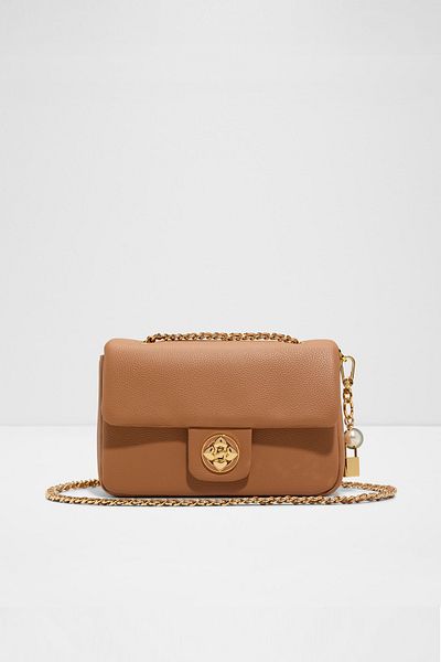 Aldo Nellyne - Women's Faux Leather Camel Flip Lock Closure Medium Size Crossbody Bag