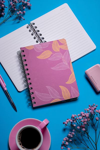 My Mia Art Fuchsia Leaf Spiral Notebook 12X17