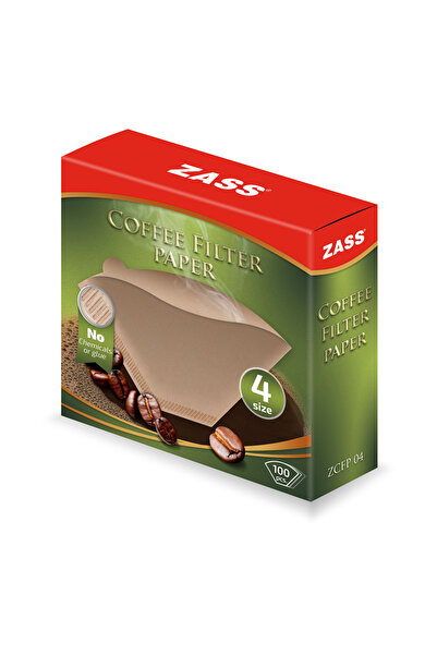 Zass Filtre universale de hârtie pentru cafetiere Set de 100 buc. Hârtie biodegradabilă, Zass ZCFP 04, mărimea 4