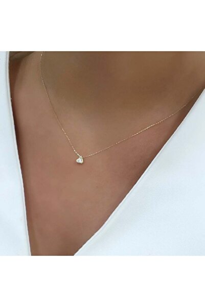 byBurak GOLD Piramit Tek Taş Kolye – KLY0992