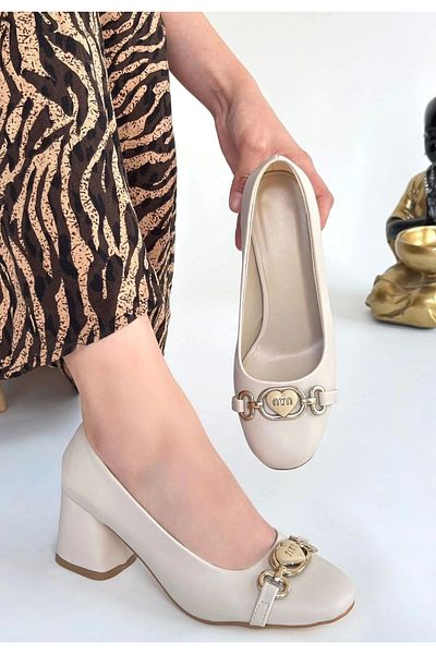 KAZAX Lucky Beige Skin Heeled Shoes