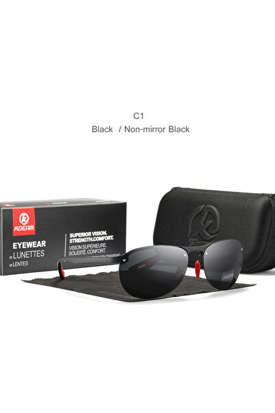 Choice1 C1 Black KDEAM Rimless Oval Men's Sunglasses Polarized TR90 Material Frame TAC Polarization Lense So