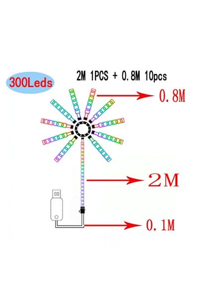 Choice 0.8Mx10-2Mx1 2024 LED Fireworks Light LED Garland RGB Neon String Light Bluetooth APP Control Music