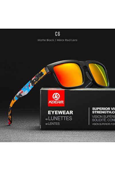 Choice C6Mirrored Red KDEAM 2022 Square Men's Polarized Sunglasses Outdoors L...