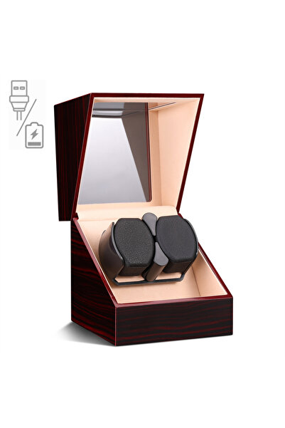 Choice M12052 Embers Luxry ساعة واحدة مع بطارية خشبية وصندوق ساعة هزاز أوتوماتيكي مع تخزين زجاجي