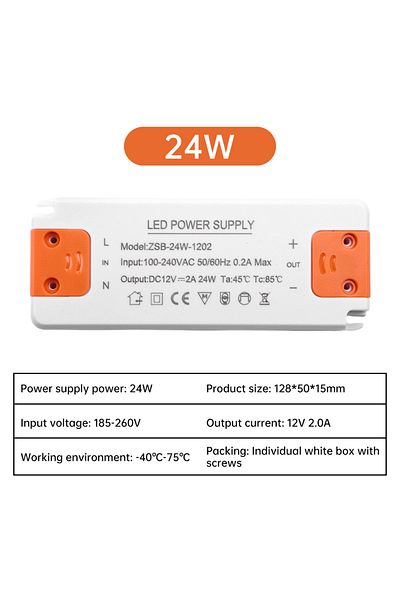 Choice 24W 12V LED Driver Thin Constant Voltage Drive Power Supply 12W 18W 24W 36W AC185-260V Input Suitabl