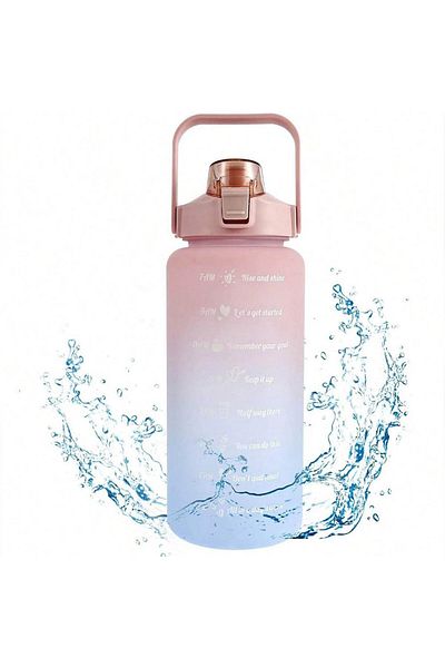 Choice Gradient Pink 2L Water Bottle Motivational Water Bottle with Time & Capacity Marker BPA-Free Sports