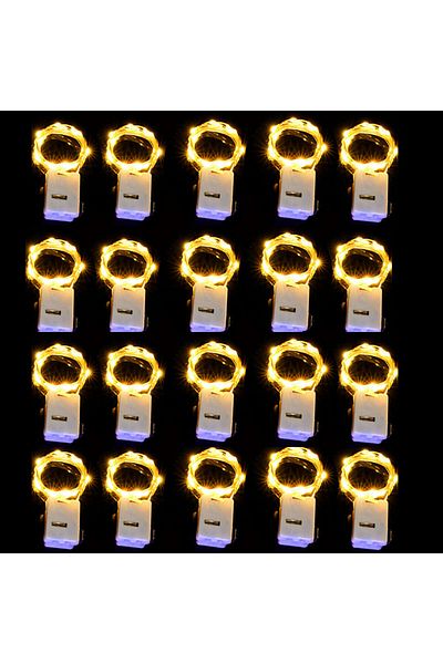 Choice 1M10LED Warm White 20 Pack String Fairy Lights 20Led 2M Silver Copper Wire Battery Powered Decoratio