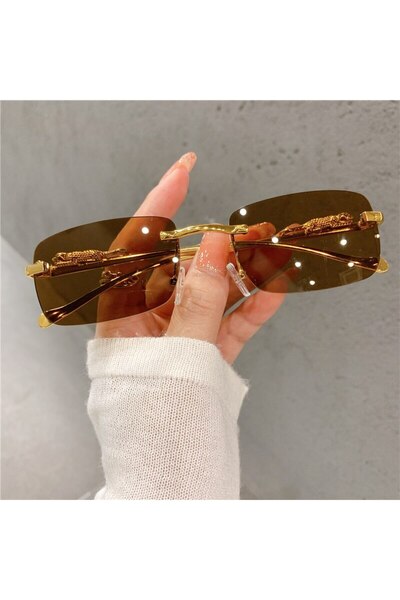 Choice Brown Vintage Sunglasses Rimless Cut Edge Sunglasses Fashion Designer ...