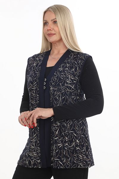 AfifeCOLLECTİON Patterned Mother Plus Size Vest Viscose Vest