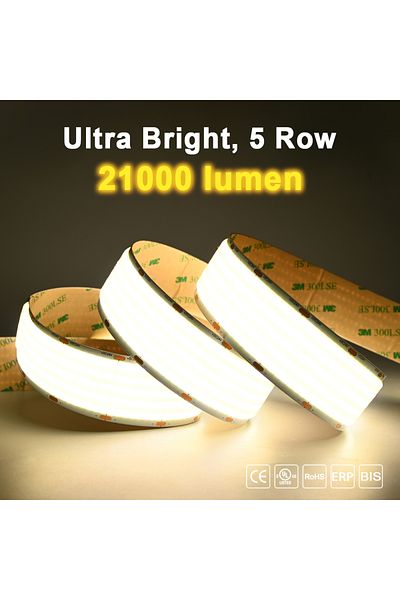 Choice DC 24V 1600 LEDs 6500K Cold White Ultra Bright COB LED Strip Light 4300 lumen/m 1600LEDs/m High Dens