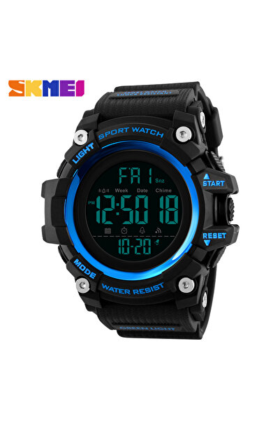 Skmei ساعة رياضية زرقاء مقاومة للصدمات بمؤقتين وساعة إيقاف وعد تنازلي للرجال ساعات رقمية مقاومة للماء ناعمة