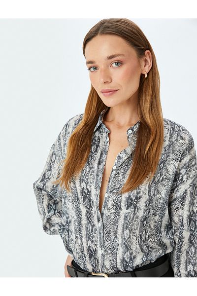 Koton Snake print long sleeve satin shirt.