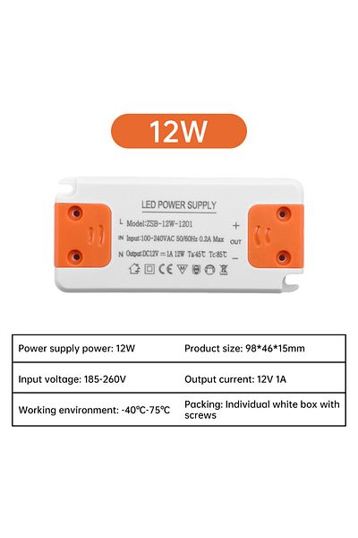 Choice 12W 12V LED Driver Thin Constant Voltage Drive Power Supply 12W 18W 24W 36W AC185-260V Input Suitabl