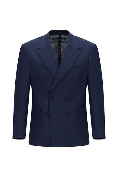 Kiğılı Oversize Extra Comfortable Fit Pointed Collar Double Breasted Linen Tuxedo & Groom Suit