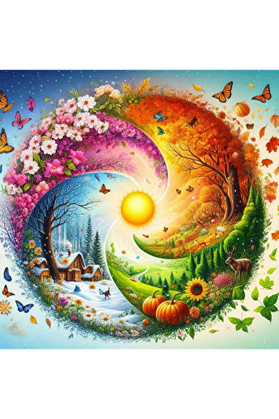 Choice لوحة فسيفساء ماسية دائرية كاملة 50 × 50 سم 6050 من هواكان، منظر طبيعي ...