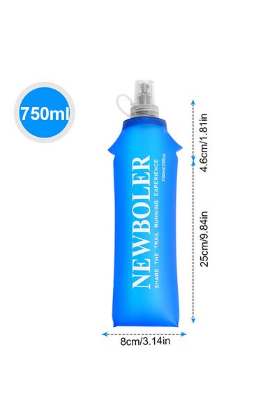 Choice BOT214 150/250/300/500/750ml Outdoor Collapsible Silicone Bite Size Water Bottle Running Camping Hik
