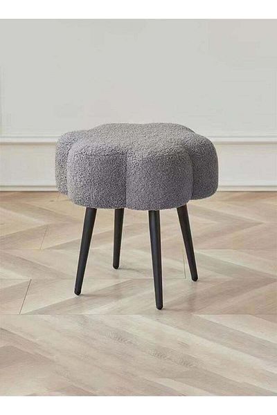 Taimi Boucle Fabric Chair Elegant Cloud Design with Metal Legs, Bedroom Dressing Chair - Gray