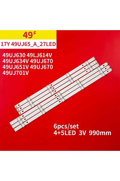 Choice 6Pcs 1set LED backlight strip for 49UJ65_A B_27LED 49UJ630 49LJ614V 49UJ634V 49UJ701V 49UJ670 49UJ65