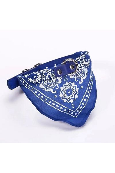 Choice Blue S Adjustable Pet Bandana Collar, Polyester Knit Fabric Saliva Towel, Triangle Neckerchief for S