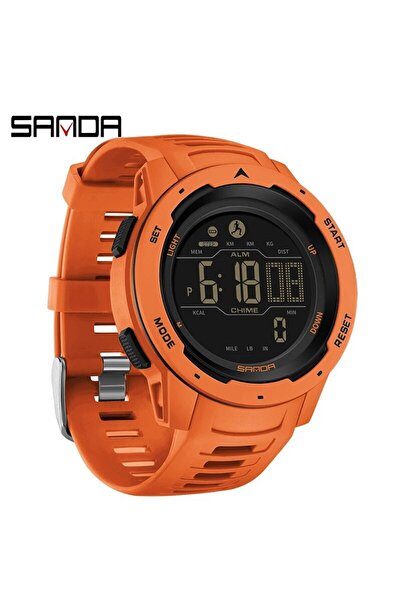 Choice ساعة رياضية برتقالية للرجال من ماركة SANDA، عداد خطوات، سعرات حرارية، ...