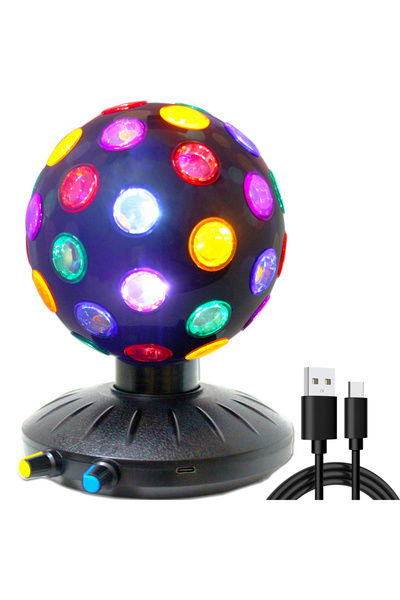 Choice كرة ديسكو دوارة بدون لون أسود، ضوء ليلي LED، ضوء دي جي، سرعة دوران 360 درجة/سطوع قابل للتعديل