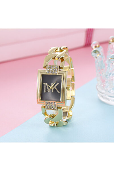 Choice ساعة نسائية سوداء فاخرة بسوار معدني مربع الشكل بتصميم أنيق وعصري من الكوارتز للنساء