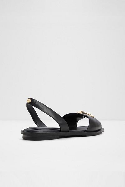 Aldo Goassı - Women's Faux Leather Black Flat Sandals
