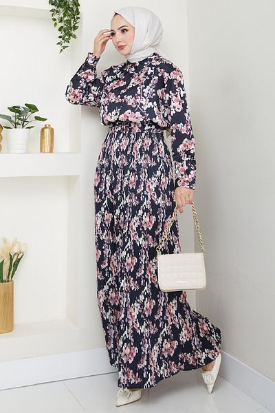 InStyle Satin Mist Pleated Black Skirt Suit