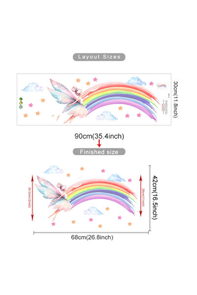 Choice SL3666A Cartoon Elf Girl Rainbow Wall Sticker Girls Room Cloud Elf Wal...