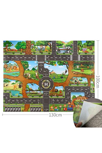 Choice سجادة لعب للأطفال EN42 مقاس 100×130 سم، خريطة طريق المزرعة المحمولة، س...