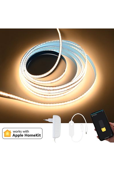 Choice 3m Full Kit EU Plug Warmwhite 3000K Homekit WiFi Warm White COB LED Strip 12V 1m 2m 3m 4m 5m Flexibl