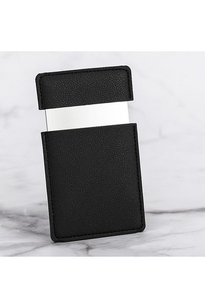 Choice black Ultra-thin Cosmetic Mirror Stainless Steel Shatter-Proof Portable PU Leather Sleeve Pocket Car