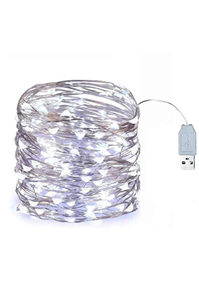 Choice سلسلة أضواء LED بيضاء بطول 2 متر مزودة بمنفذ USB وسلك نحاسي فضي وإضاءة...