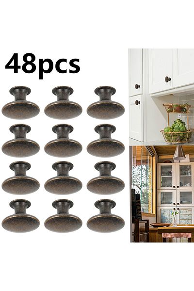 Choice 12pcs Brass Vintage Drawer Handle Antique Bronze Cupboard Door Pull Knob Round Zinc Alloy Dresser Kn