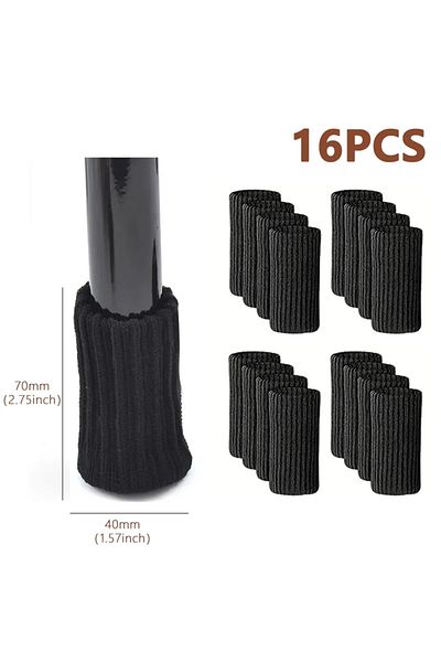 Choice Black-16pcs 16PCS Knitted Chair Leg Silent Protection Cover Door Handle Wear Resistant Anti Slip Flo