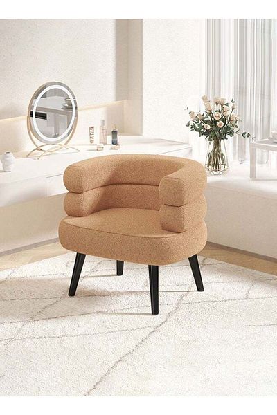 Taimi Set of 2 Elegant Design Boucle Chair, Bedroom, Boucle Chair for Living Room and Office - Brown
