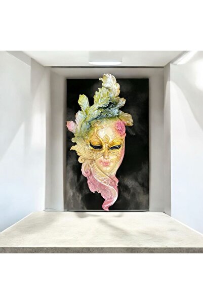 Peramari Dekoratif Polyester Duvara Asmalı Tavus Kuşu Kadın Yüz Maske Tablo Y...