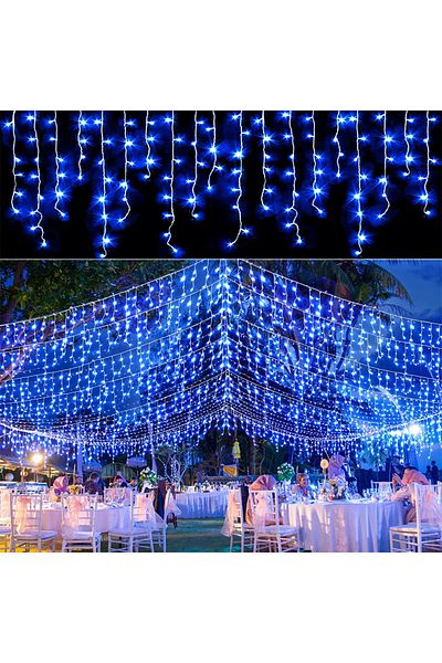 Choice 220V EU Plug Blue 4M LED Curtain Icicle String lights Christmas Garland Faiy Light Droop 0.4-0.6m Xm