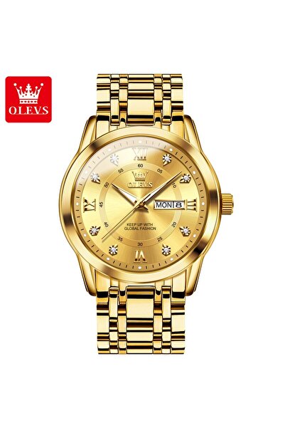 Choice لا توجد ساعة كوارتز OLEVS ذهبية بالكامل للرجال، ساعة ذهبية فاخرة مرصعة...