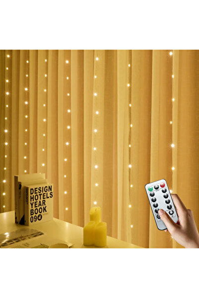 Choice ستارة LED دافئة بطول 3 أمتار (عرض) × 2 متر (ارتفاع) مع 200 مصباح LED ب...