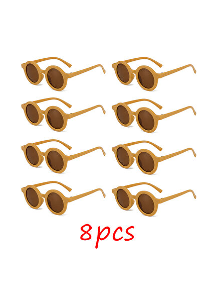 Choice yellow-8pcs Children's sunglasses, inset style round frame, 1-7 year o...