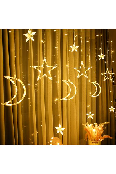Choice Warm White 3.5M Romantic Moon Star LED Curtain String Festival Garland Fairy Light Outdoor Garden We